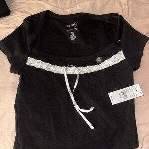 Black Lace Trim Top